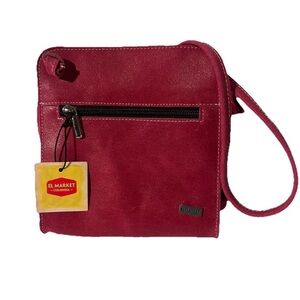 NWT Genuine Leather Fuchsia Pink Small Crossbody Bag